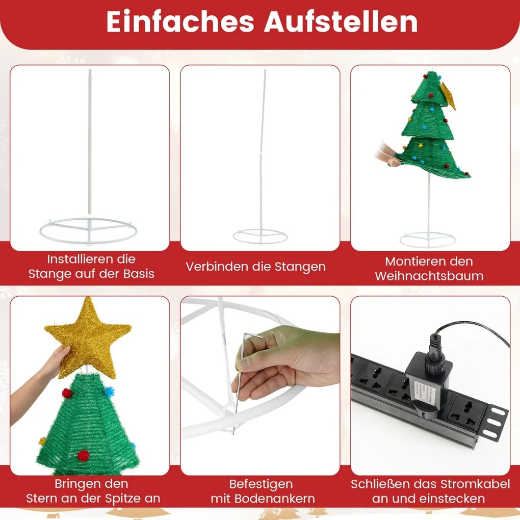 Mini árvore de Natal artificial de 90 cm flocada com bolas de algodão natural - rosa
