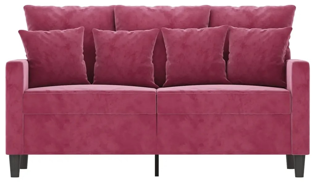 Sofá de 2 lugares veludo 120 cm vermelho tinto