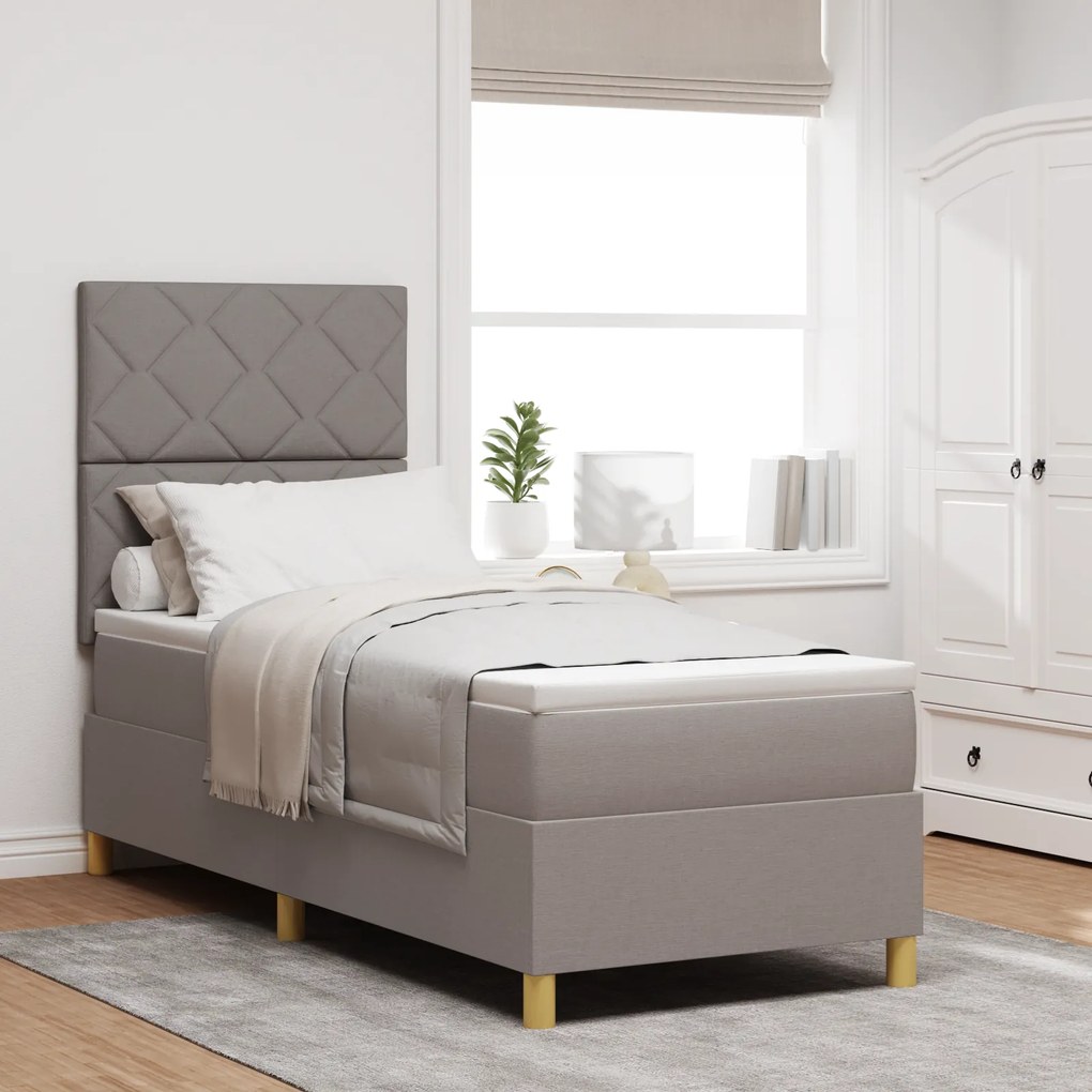 vidaXL Cama Box Spring com Colchão &amp; LED Taupe 80x200 cm Tecido