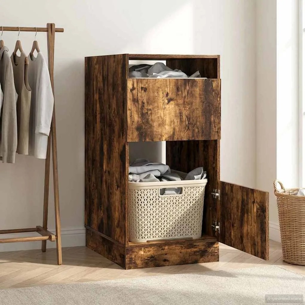 vidaXL Armário de Lavanderia Carvalho Defumado Madeira processada