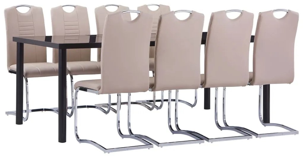 9 pcs conjunto de jantar couro artificial cappuccino