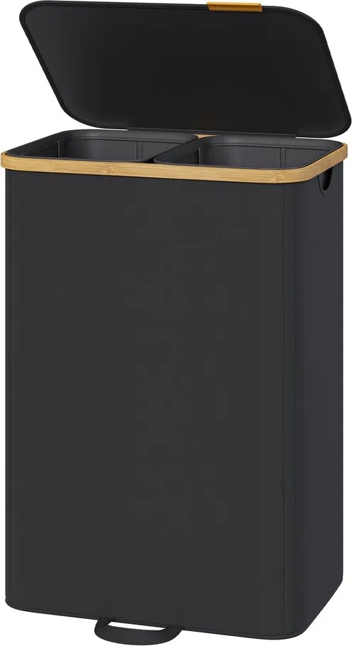 Cesto da roupa suja com tampa, 150L, 52 x 38,5 x 75 cm Preto