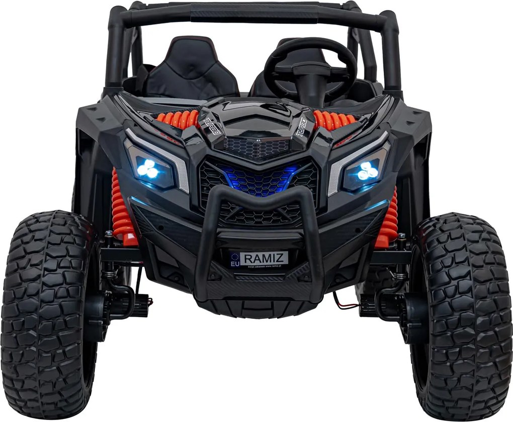 Buggy elétrico para Crianças 24V, 4x4, 4 motores 200W, UTV X3 Off-Road, Rodas de espuma EVA, 2x Assentos Couro ecológico Preto