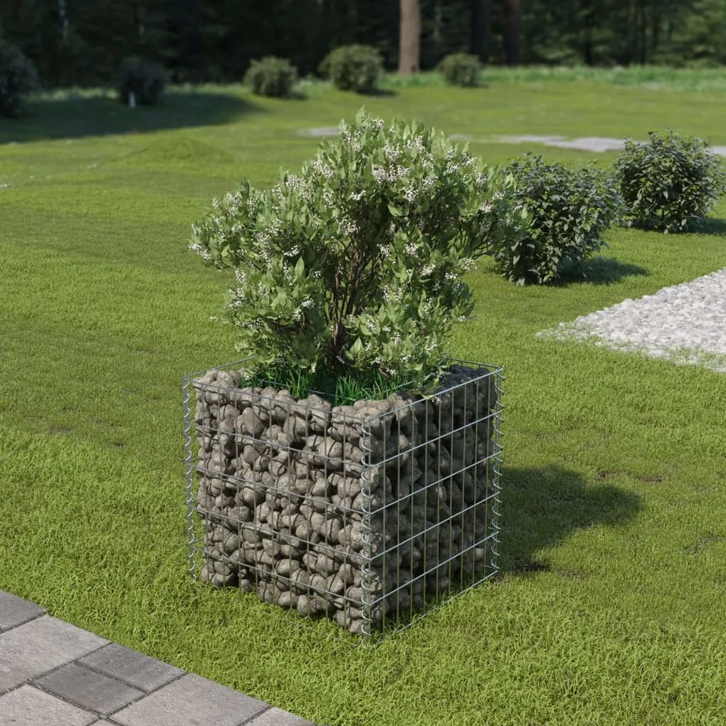 vidaXL Canteiro elevado/cesto gabião 50x50x50 cm aço galvanizado