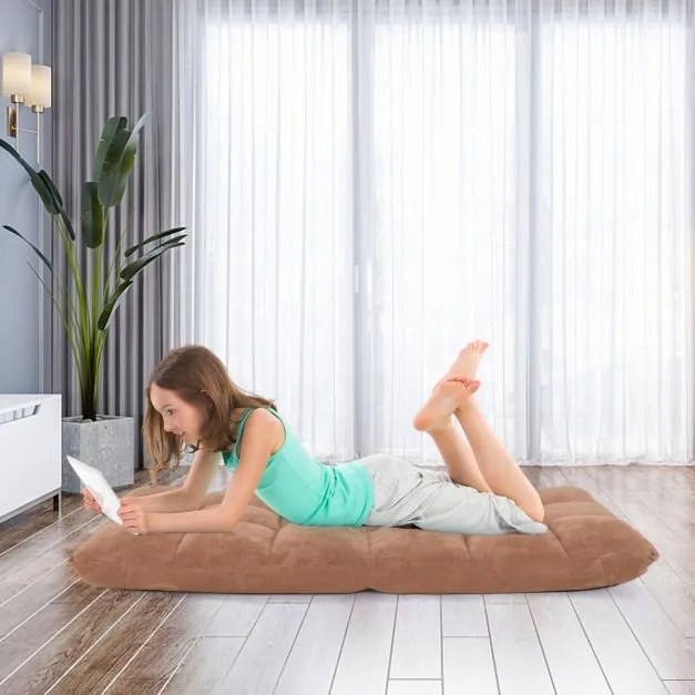 Sofá chão dobrável Costas ajustáveis 14 posições Cadeira de quarto Sala de estar 105 x 56 x 15 cm Bege
