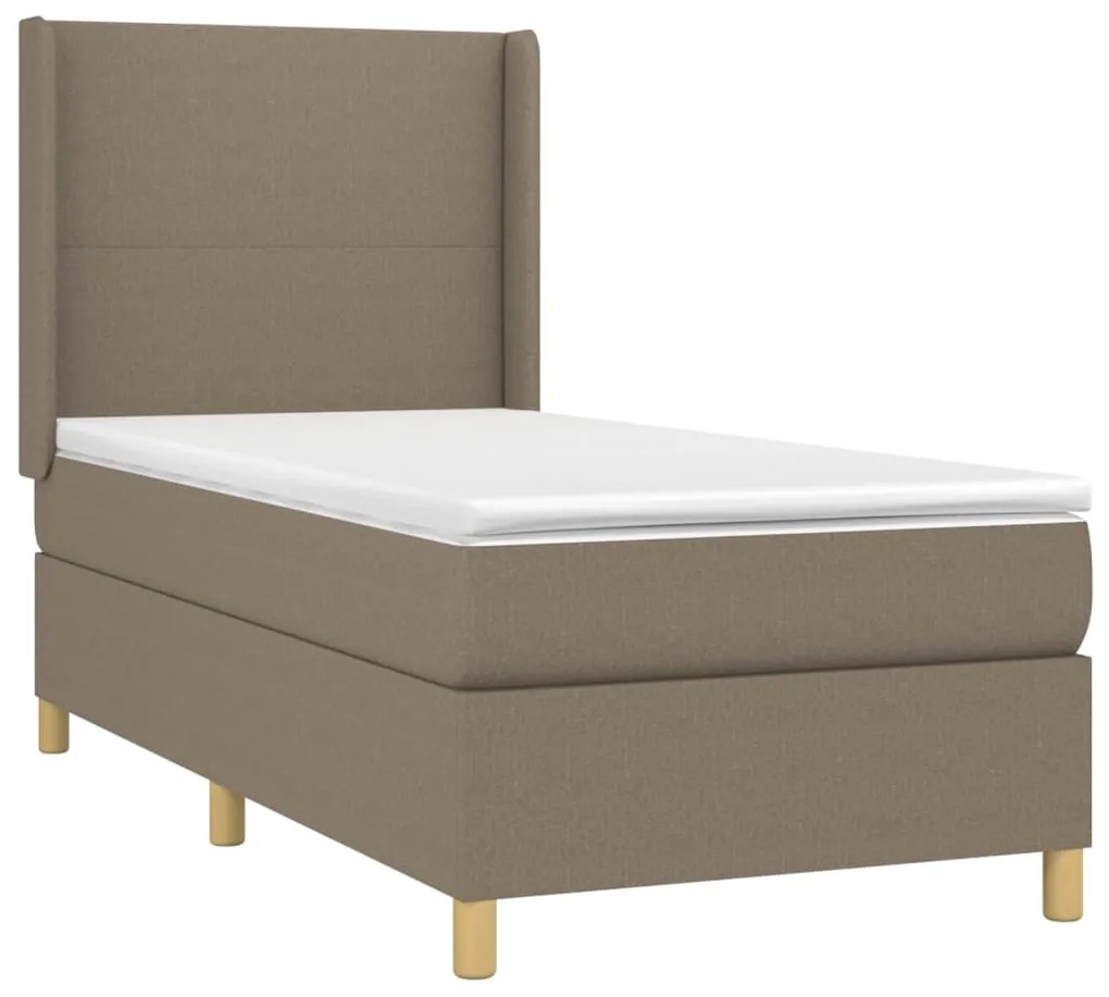 Cama box spring colchão/LED 100x200cm tecido cinza-acastanhado