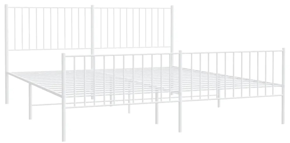 Estrutura de cama com cabeceira e pés 183x213 cm metal branco