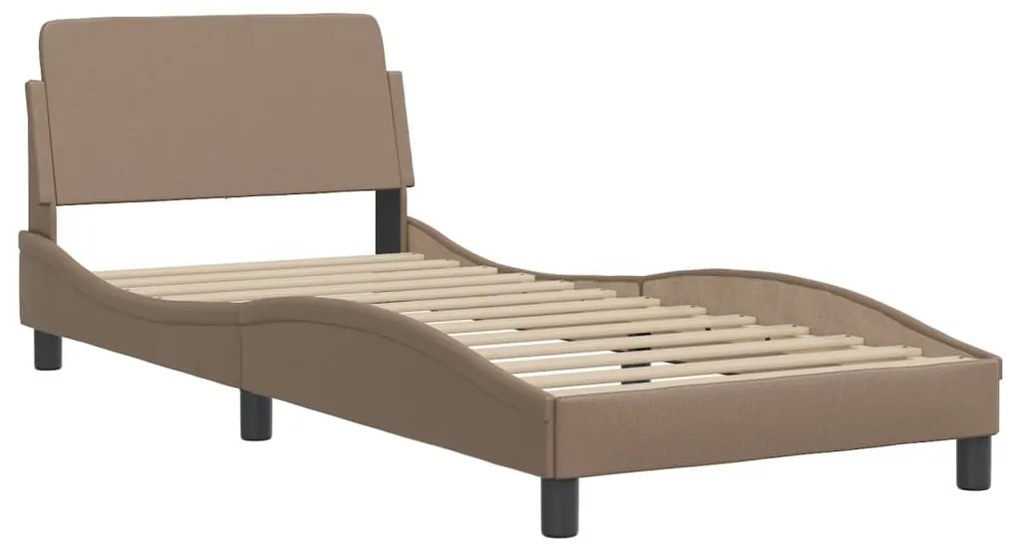 Estrutura cama cabeceira 100x200 cm couro artificial cappuccino