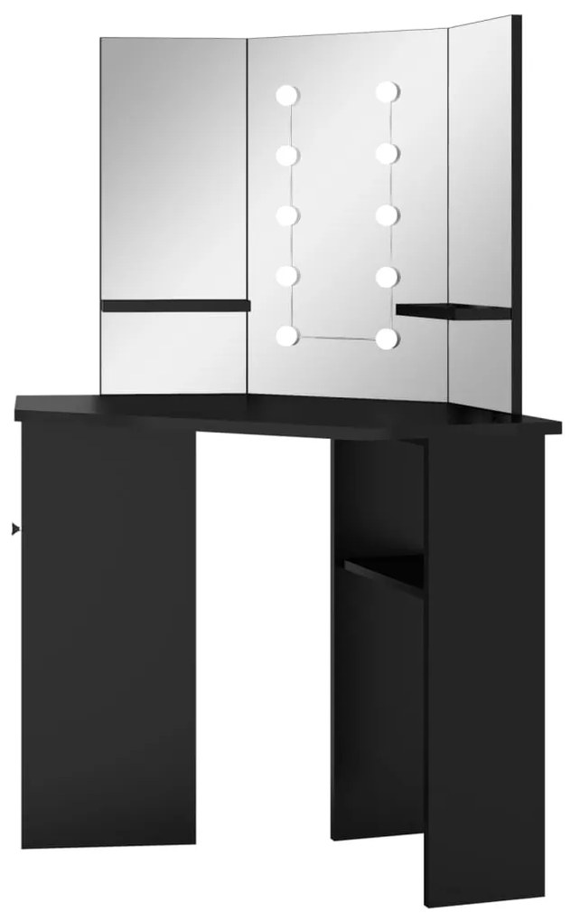 Toucador de canto com LED 111x54x141,5 cm preto
