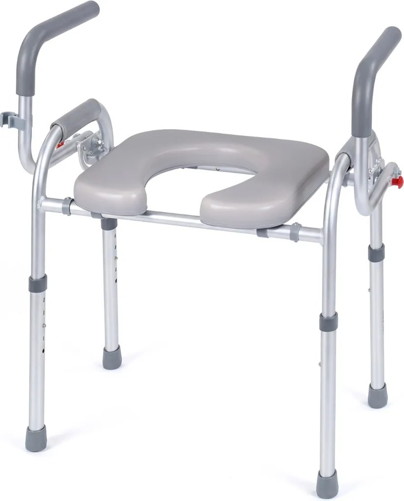 Assento elevatório para sanita para idosos com altura ajustável de 48,5 a 58,5 cm, estrutura metálica, para idosos, doentes e grávidas, capacidade de