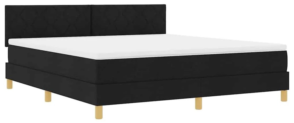 Cama Box com Colchão &amp; LED Preta 180x200 cm Tecido