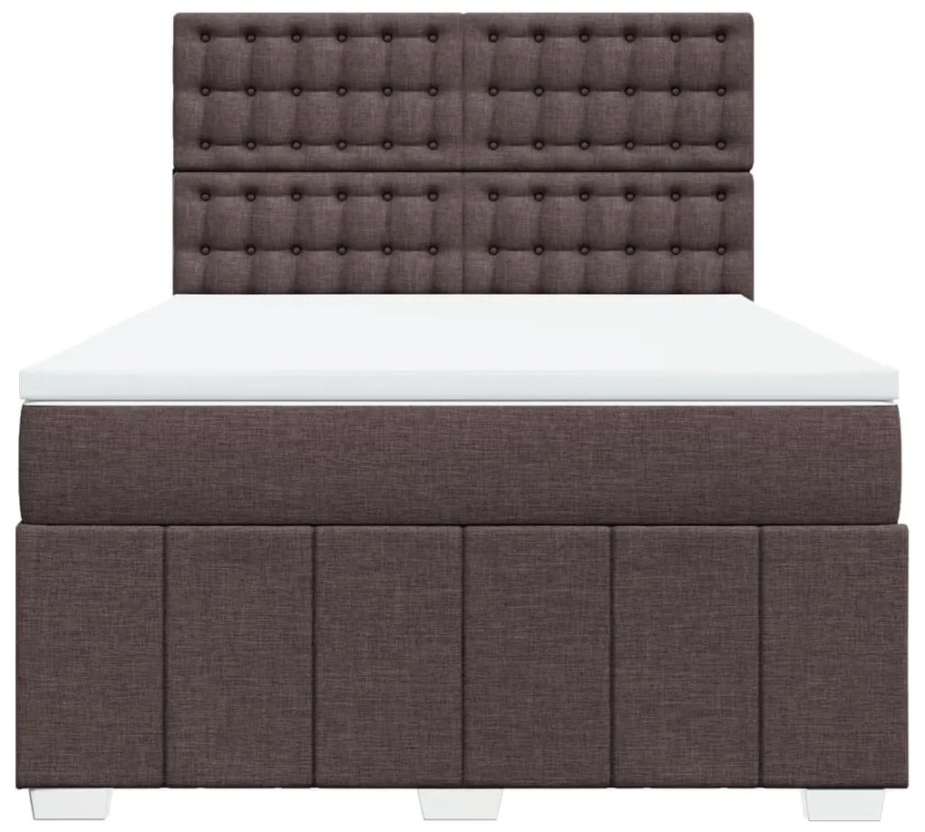 Cama com molas/colchão 140x200 cm tecido castanho-escuro