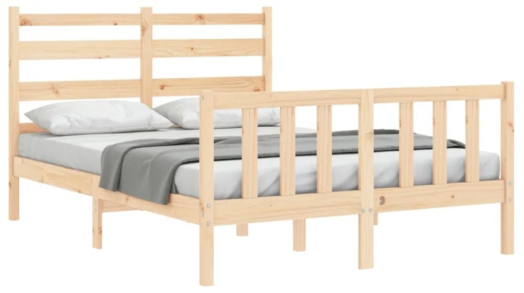 Estrutura de cama com cabeceira 140x190 cm madeira maciça