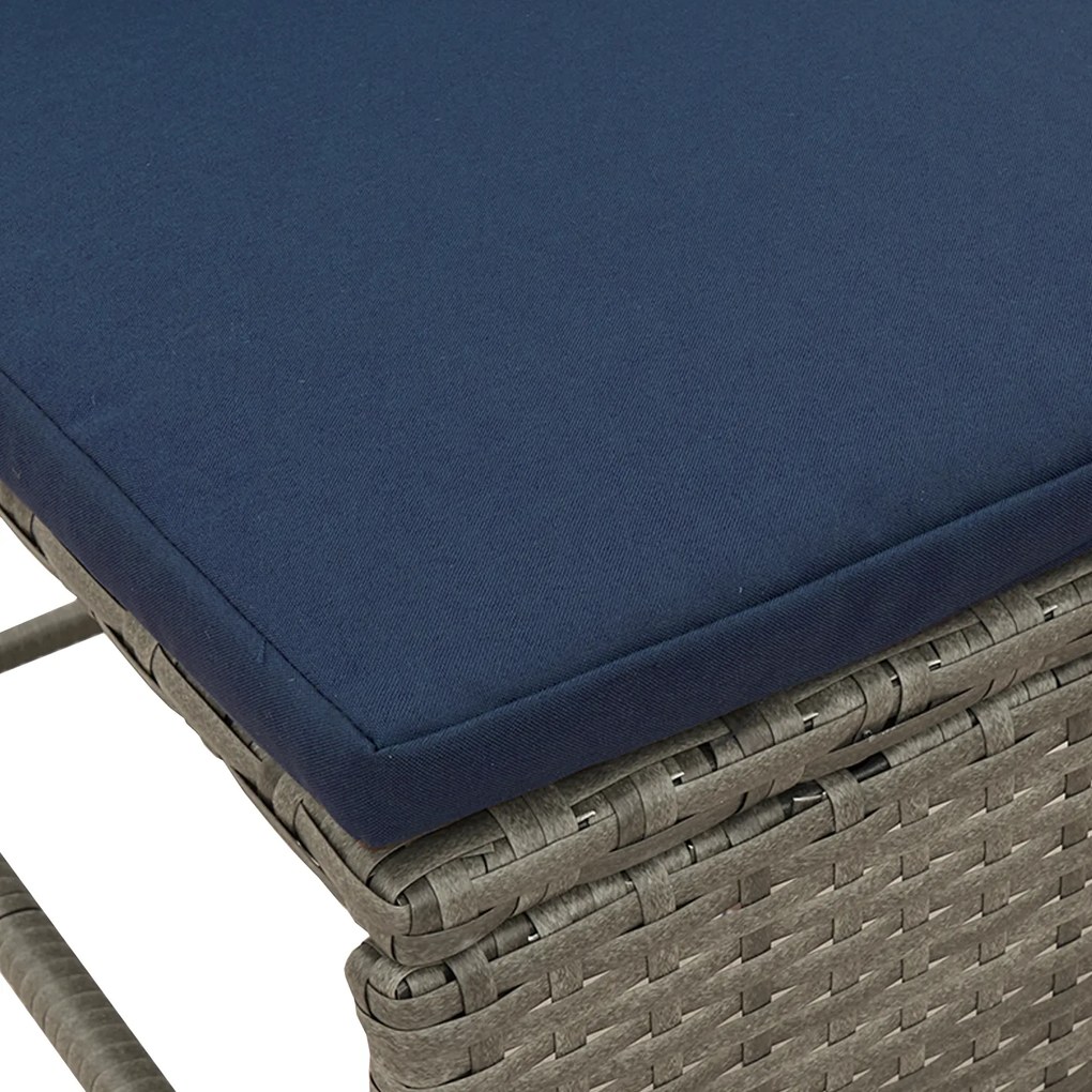 Conjunto de Sofá para Exterior Cinza e azul marinho