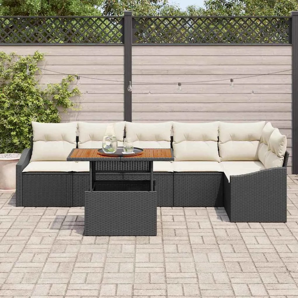 Conjunto de Jantar de Jardim com 7 Peças e Almofadas