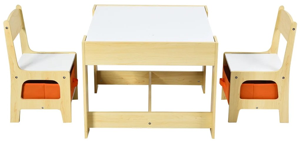 Conjunto Infantil Viseu com Mesa e 2 Cadeiras de Madeira – com Caixas