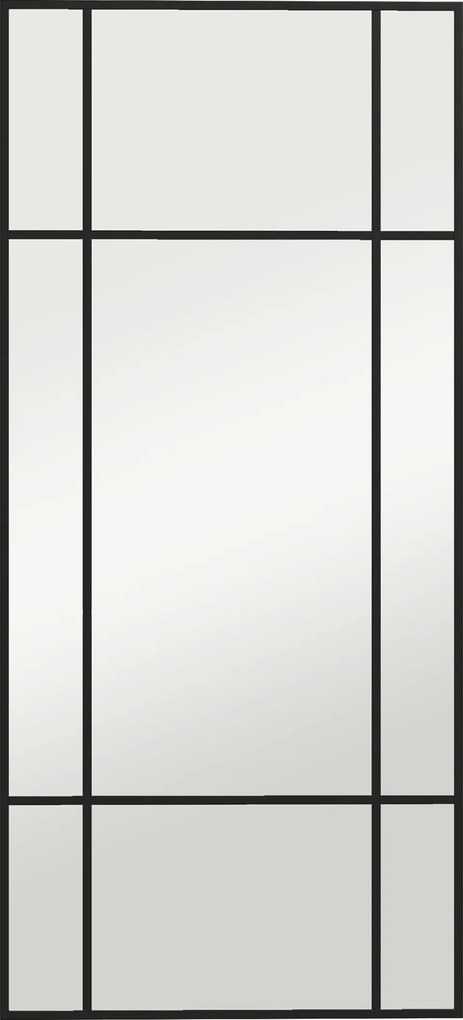 HOMCOM Espelho de parede estilo vitrine retangular estilo janela, horizontal ou vertical com 4 ganchos, em metal preto - 110x50 cm | Aosom Portugal