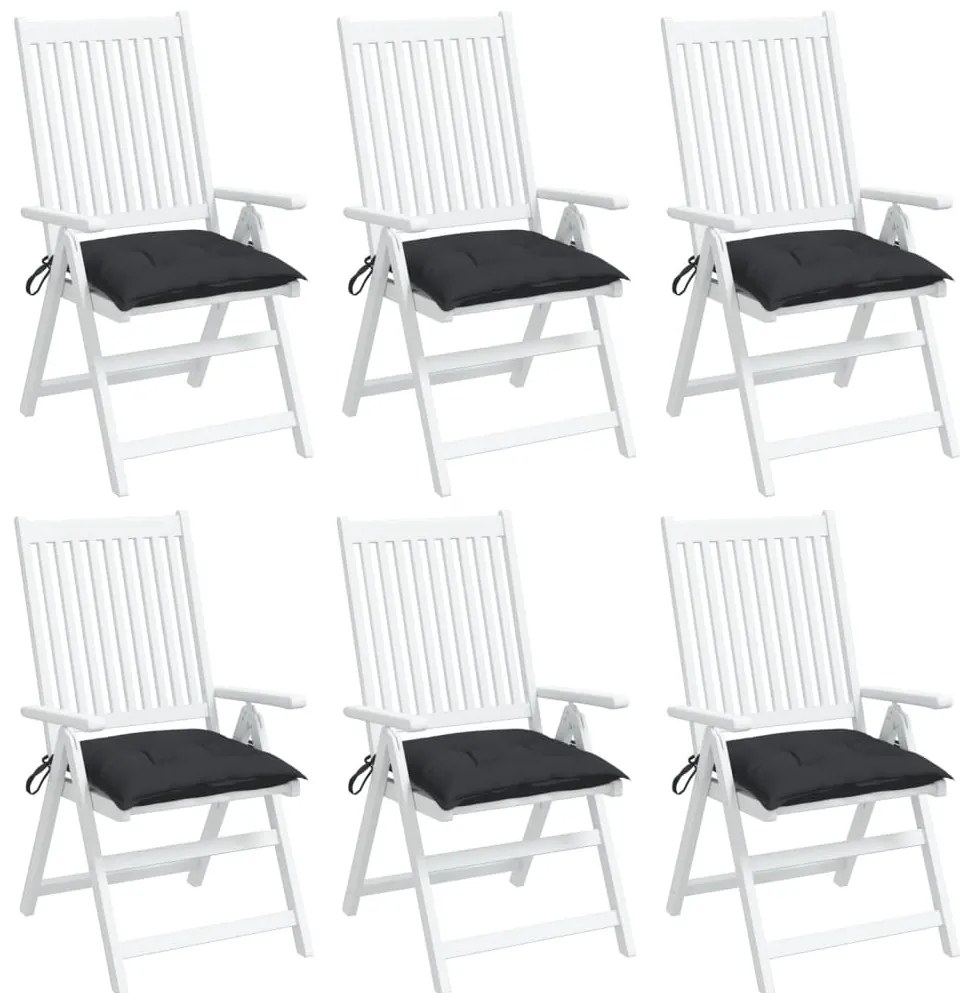 Almofadões de cadeira 6 pcs 40x40x7 cm tecido oxford preto