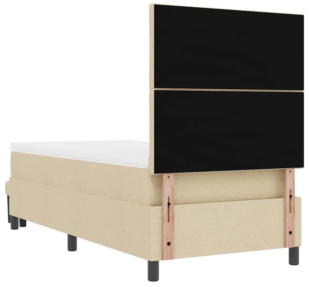 Cama Box Spring com Colchão e Banco Creme 100x200 cm Tecido