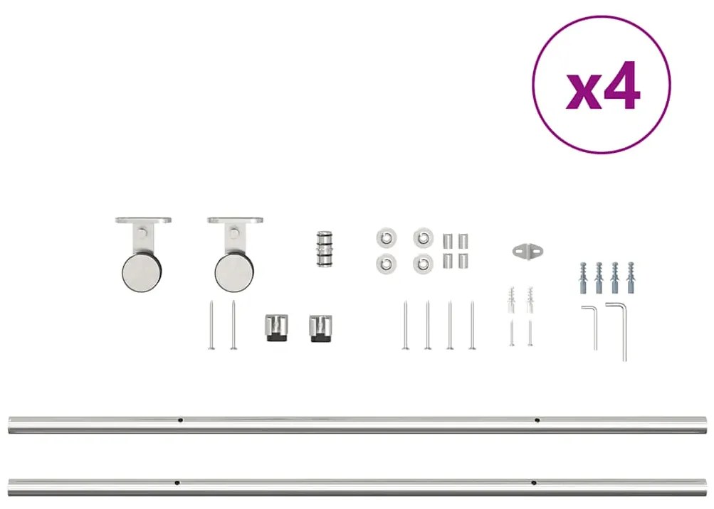 Kit ferragens p/ porta deslizante 400cm aço inoxidável prateado