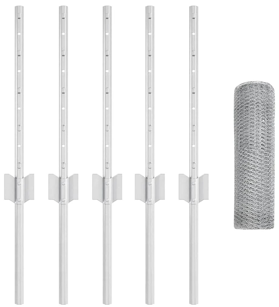 Postes de Cerca vidaXL 5 pcs U-Channel 40 cm Aço Galvanizado