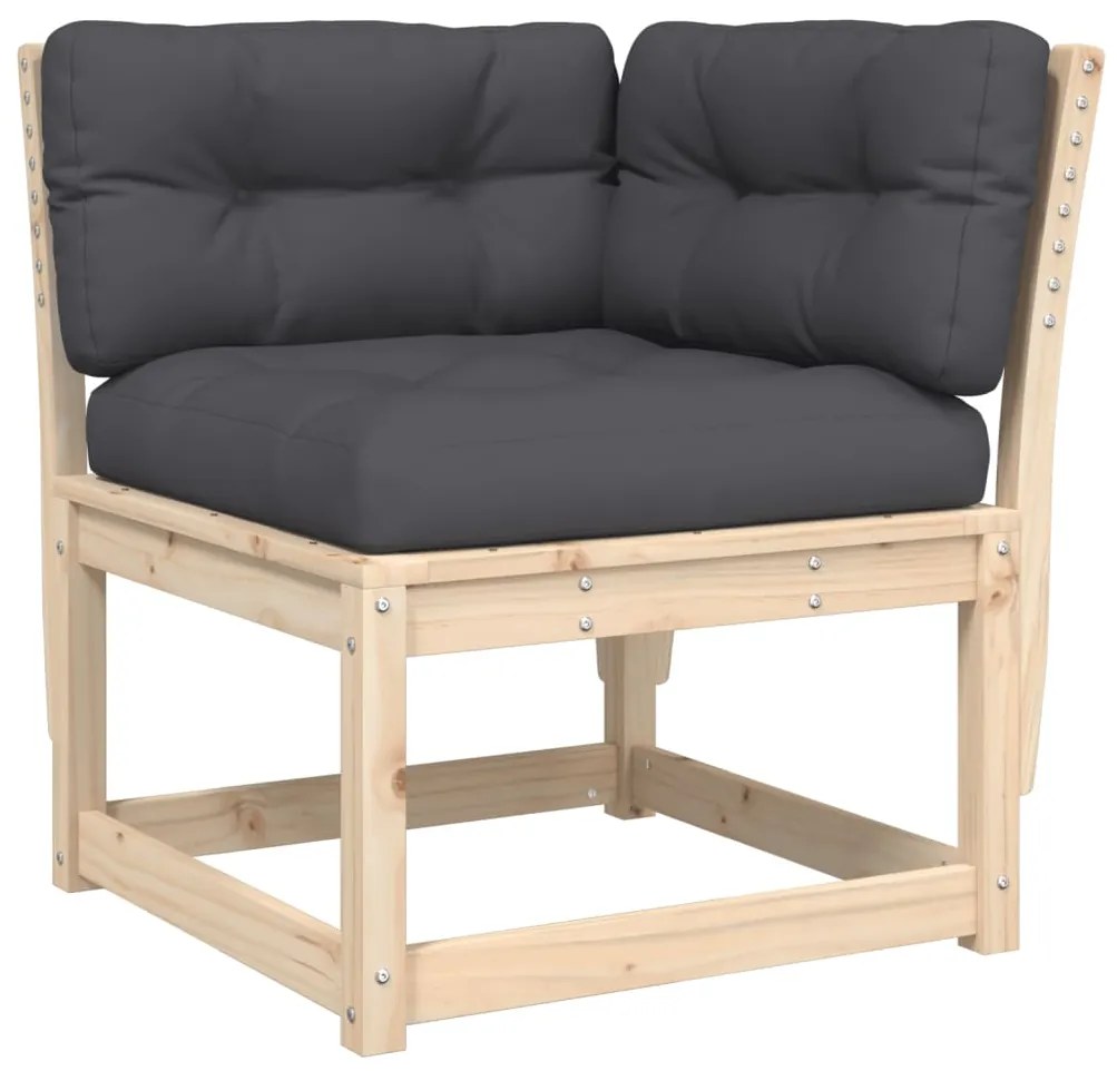 5 pcs conjunto de sofás de jardim com almofadões pinho maciço