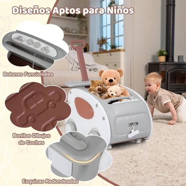Andador para Bebés Carrinho 2 em 1 para Empurrar e Puxar com Rodas Assento Dobrável e Cinto de Segurança Cinza