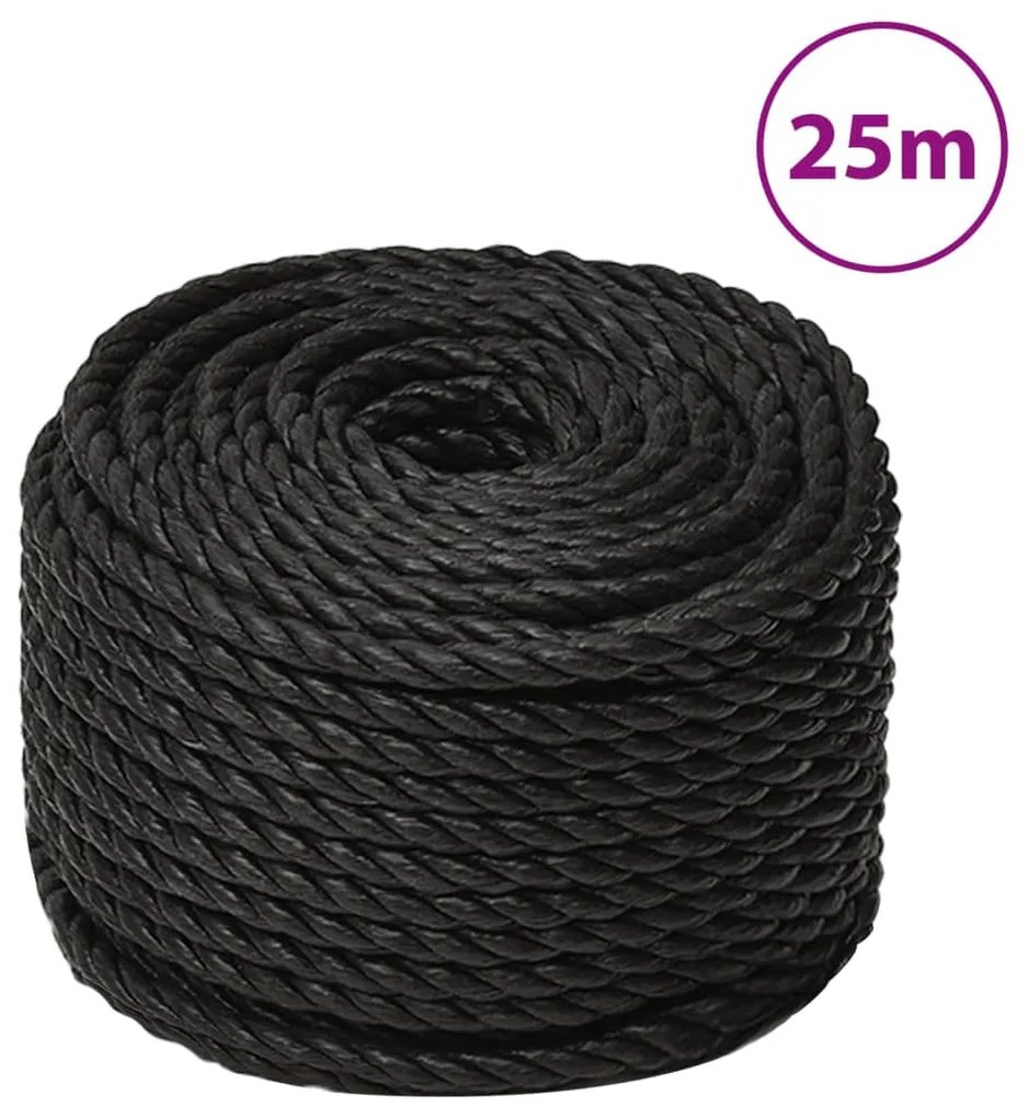 Corda de trabalho 14 mm 25 m polipropileno preto