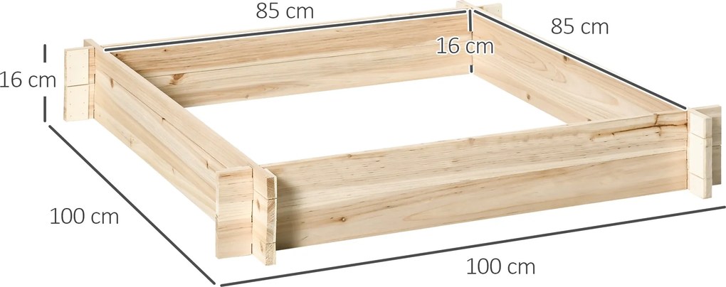 Caixa de Cultivo Quadrada em Madeira sem Fundo – TerreCarré – Natural