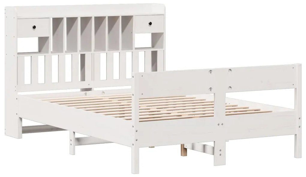 Cama com estante sem colchão 160x200 cm pinho maciço branco