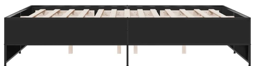Estrutura de cama 140x200 cm derivados de madeira/metal preto