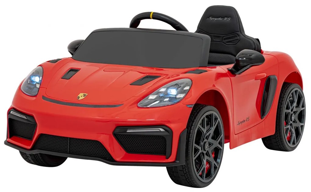 Carro elétrico para Crianças 12V Porsche Spyder RS 718, Rodas Espuma EVA, assento couro ecológico Carga até 30 kg Vermelho