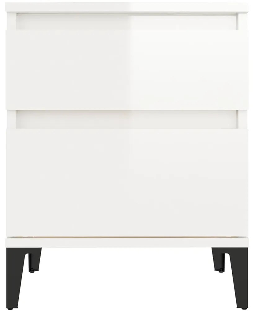 Mesa de cabeceira 40x35x50 cm branco brilhante