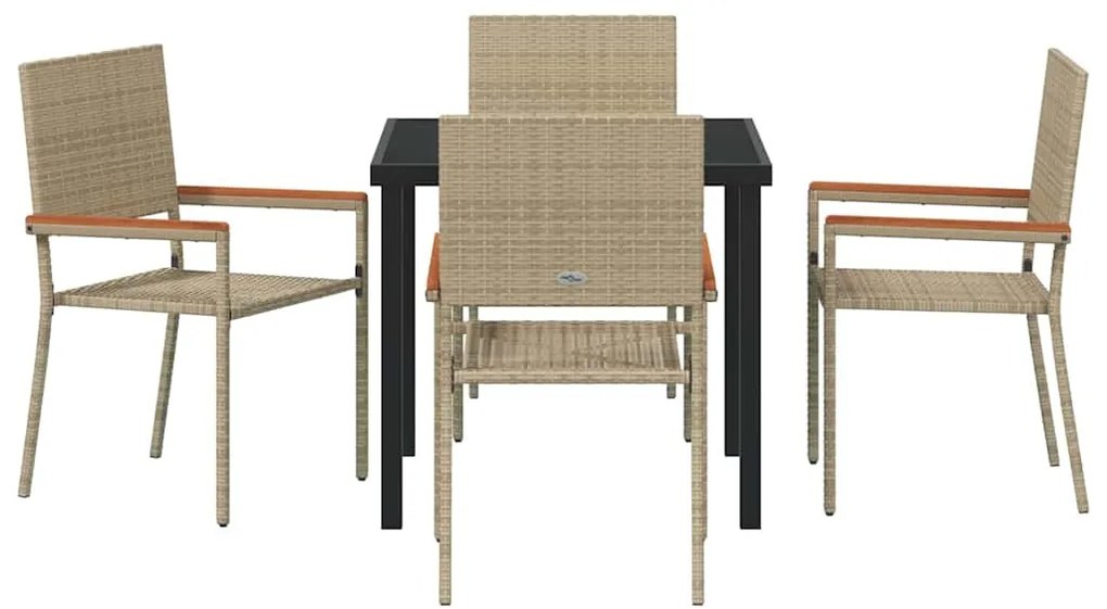 Conjunto de Jantar de Jardim 5 Peças Bege em Rattan Sintético