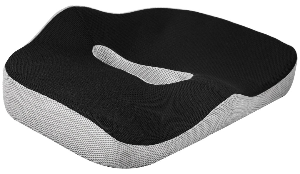 HOMCOM Almofada de Assento com Espuma de Viscoelástica para Cadeira com Base Antiderrapante e Capa de Malha 44x39x13 cm Preto