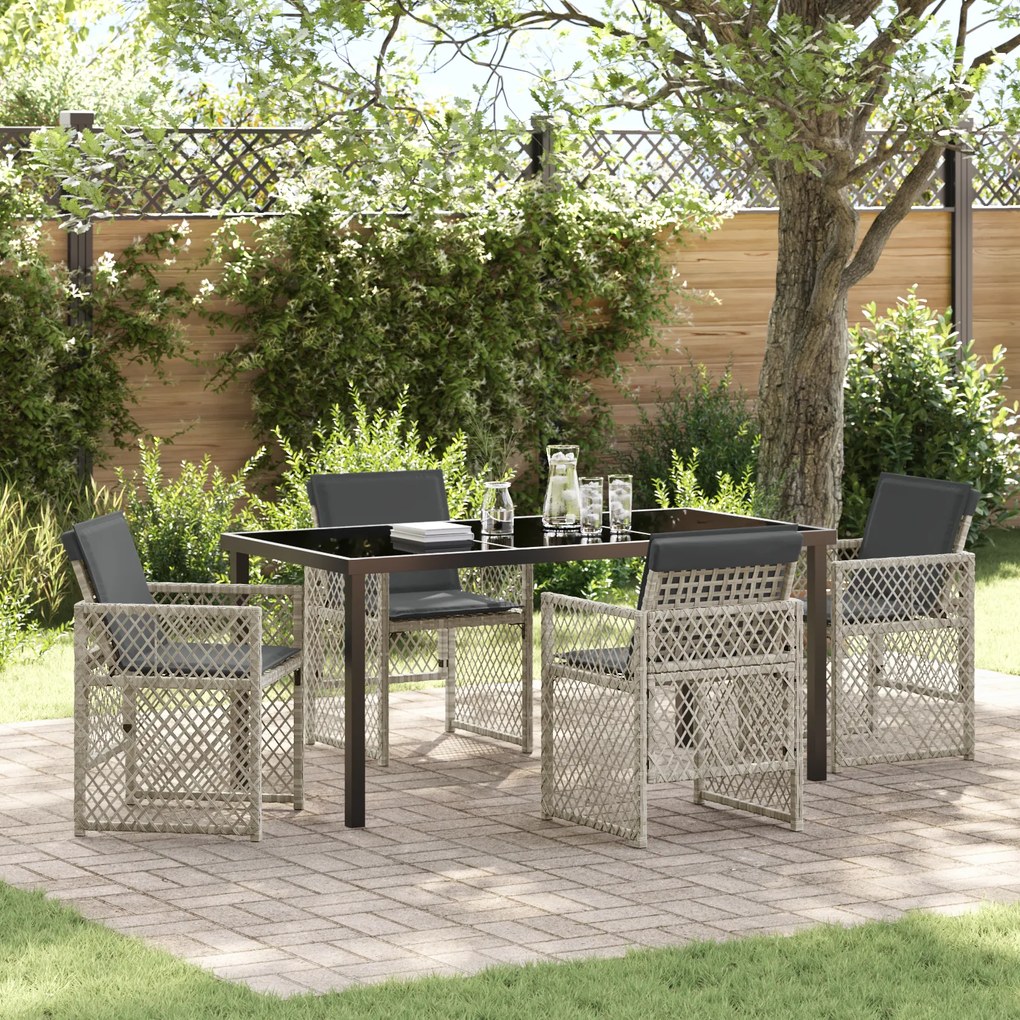 Conjunto de Jantar de Jardim de 5 Peças com Almofadas Cinzento-Claro e