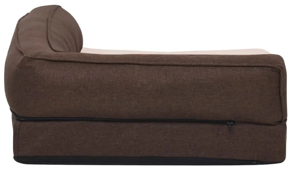 Cama para cães ergonómica 60x42cm aspeto linho pelúcia castanho