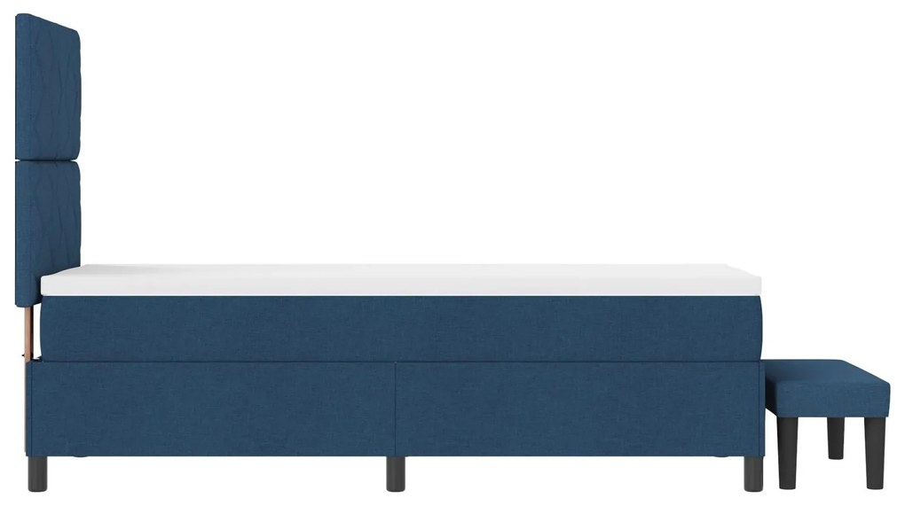 Cama Box Spring com Colchão &amp; Banco Azul 80x200 cm Tecido