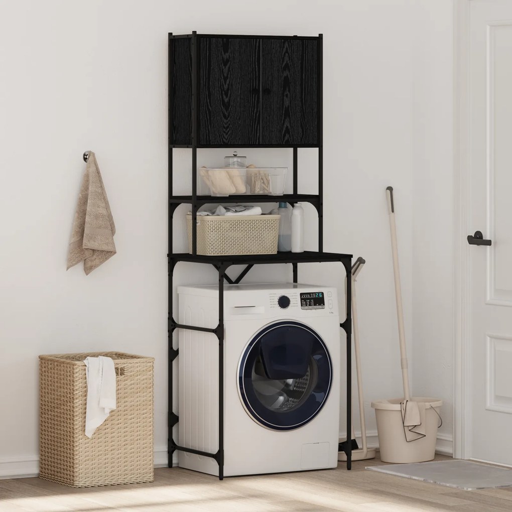 vidaXL Armário para Máquina de Lavar Carvalho Preto 68x48.5x194 cm