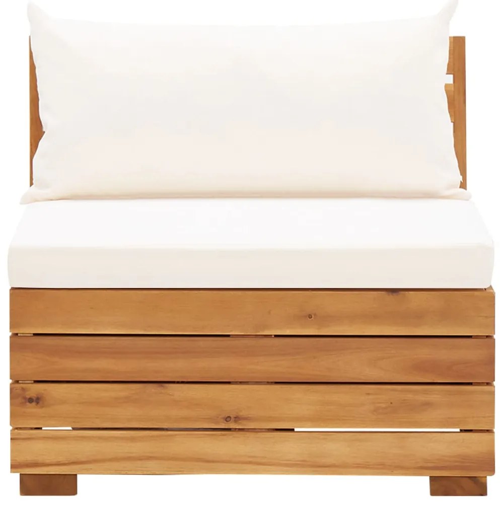 8 pcs conjunto lounge jardim c/ almofadões acácia branco nata