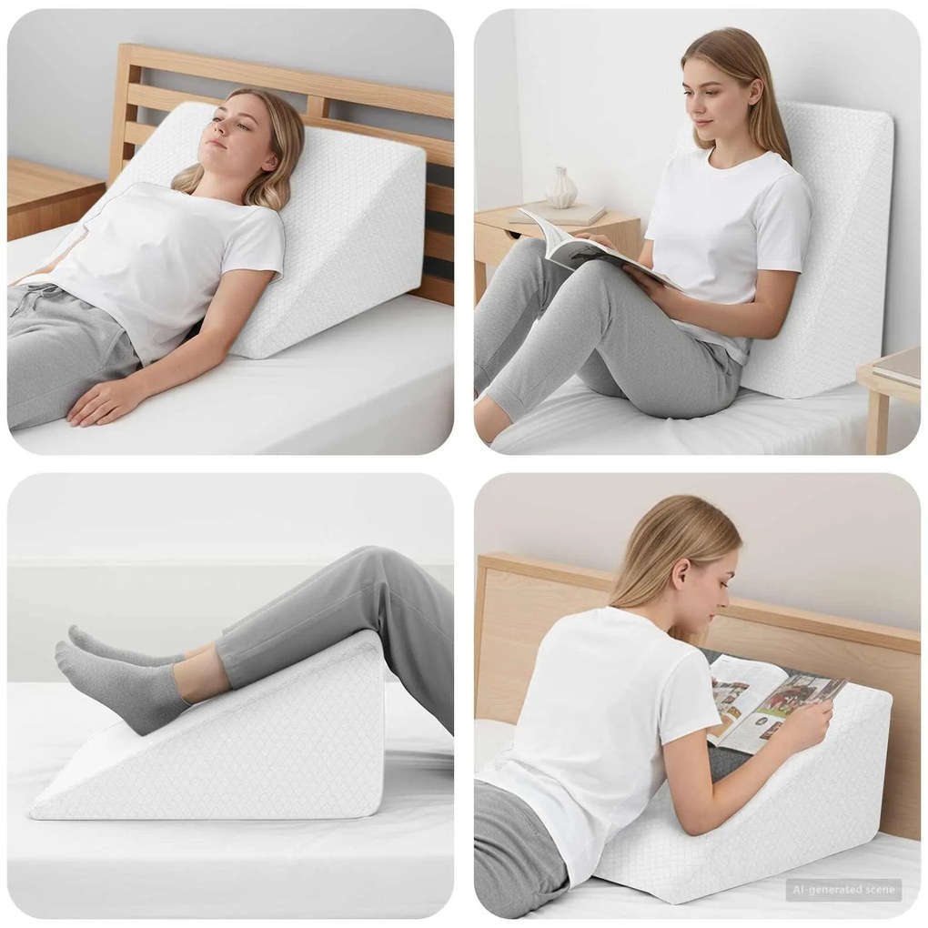 vidaXL Travesseiro para as Pernas Liso Branco 60 x 50 x 30 cm