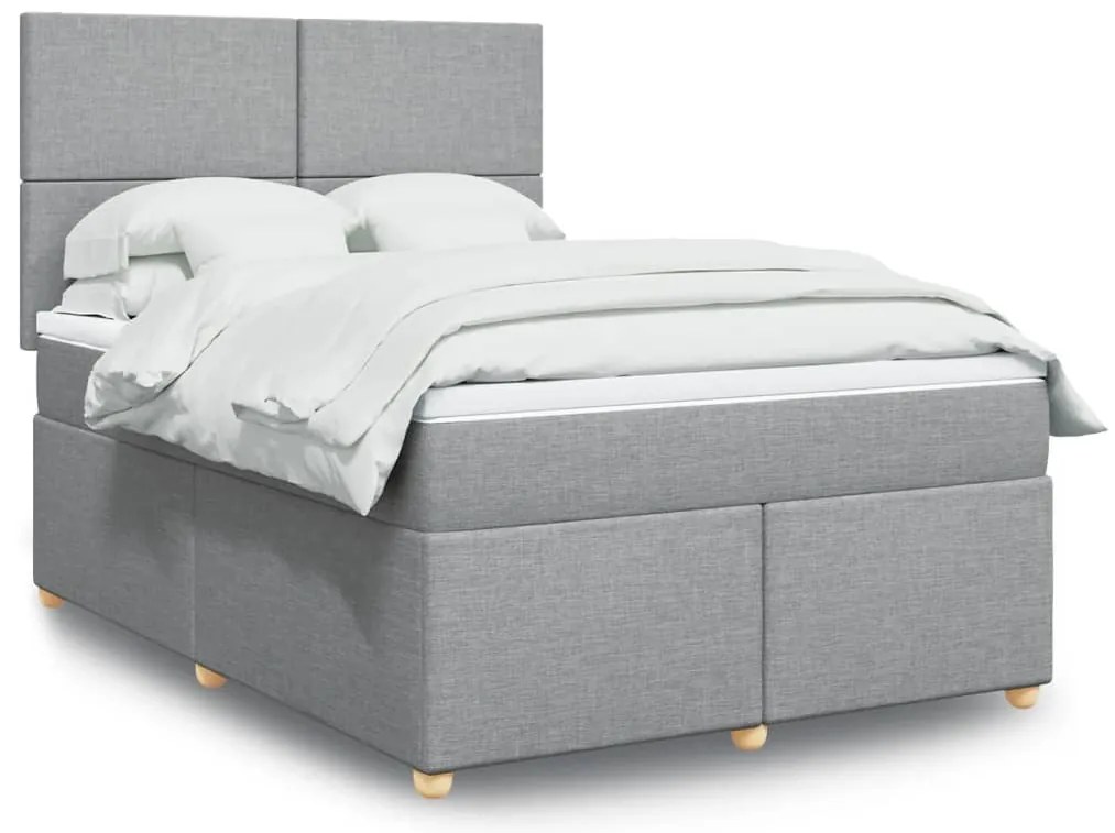 vidaXL Cama com molas/colchão 140x200 cm tecido cinzento-claro