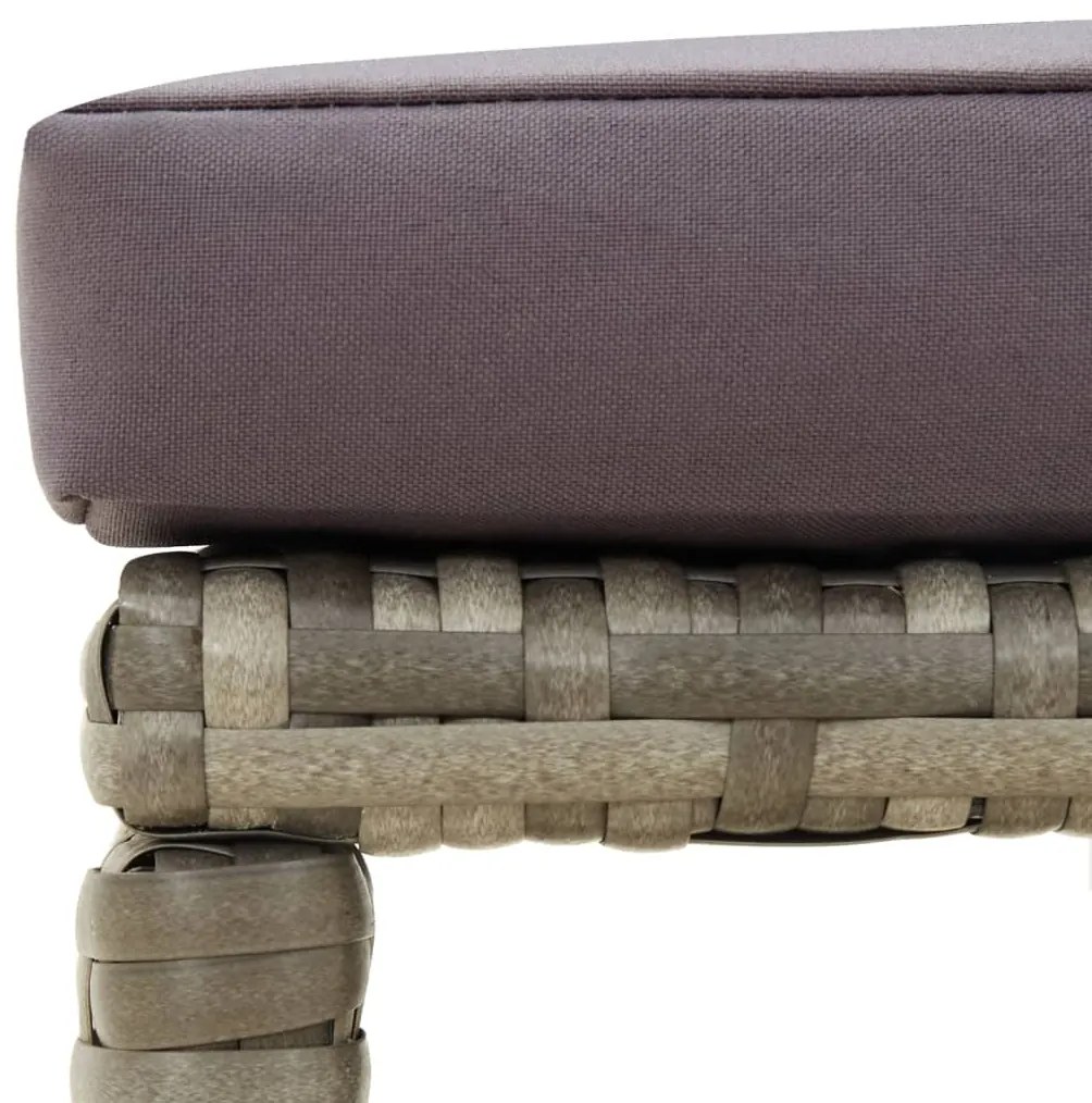 Bancos de jardim 4 pcs com almofadões vime PE cinzento