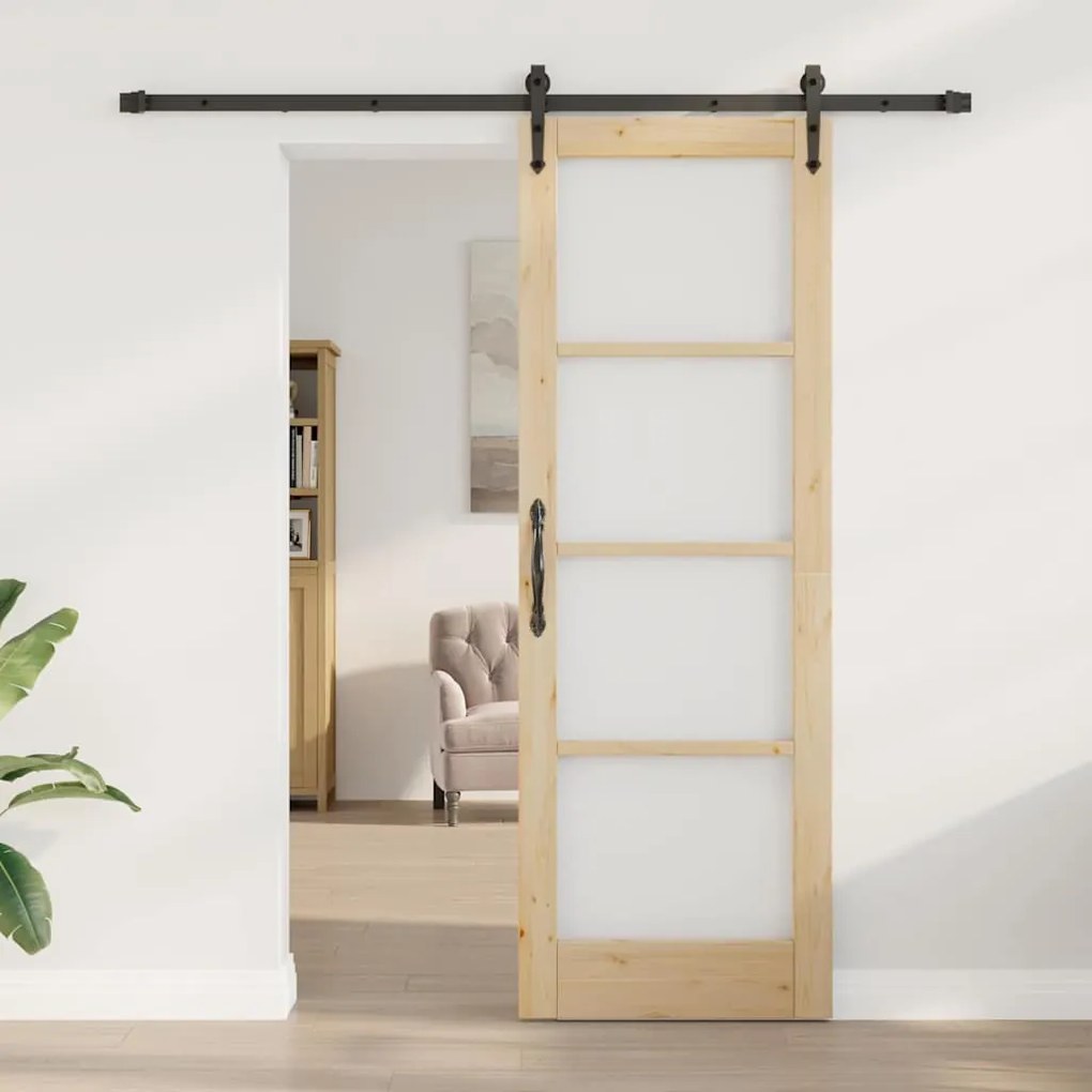 Conjunto de Porta Deslizante vidaXL com Ferragens 73.5x211 cm em Madei