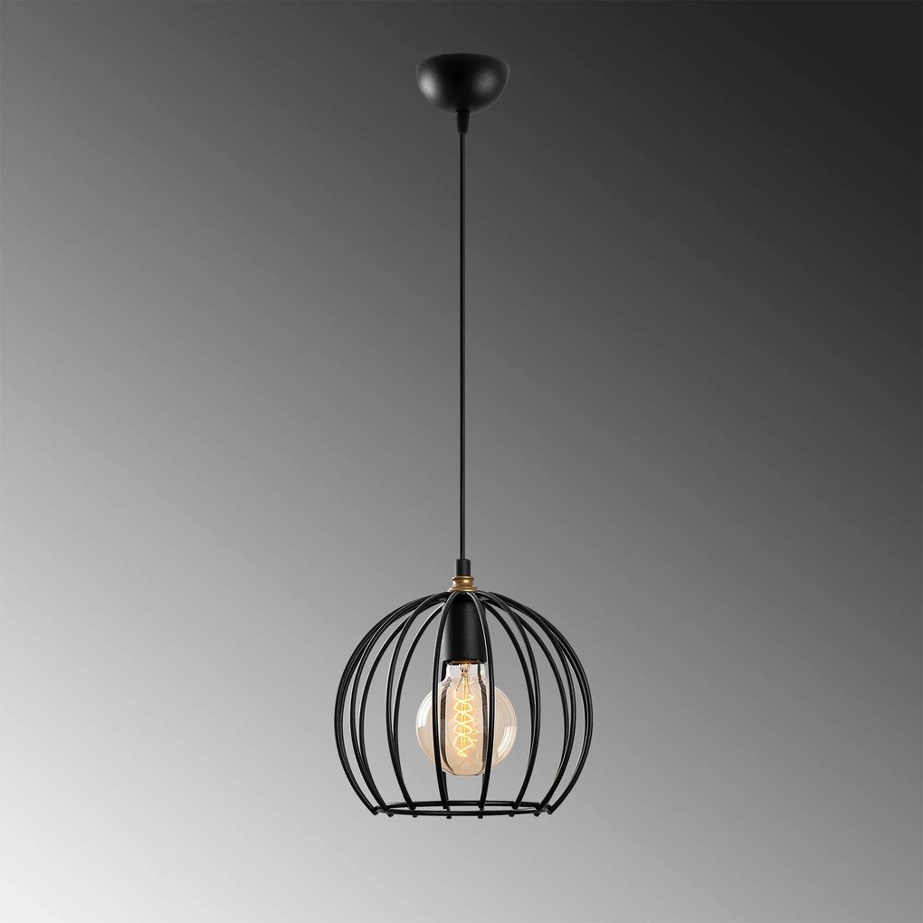 Candeeiro de Teto Teltrio – Preto e Dourado – 25 x 25 x 36-116 cm