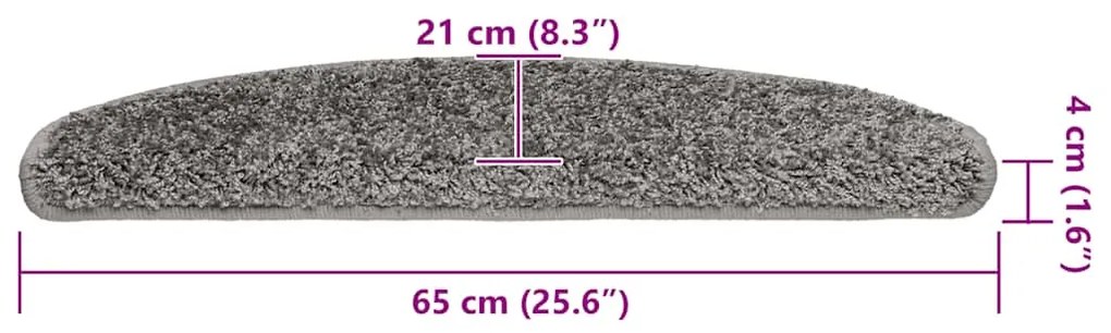 Tapetes de escadas 30 pcs 65x21x4 cm cinzento