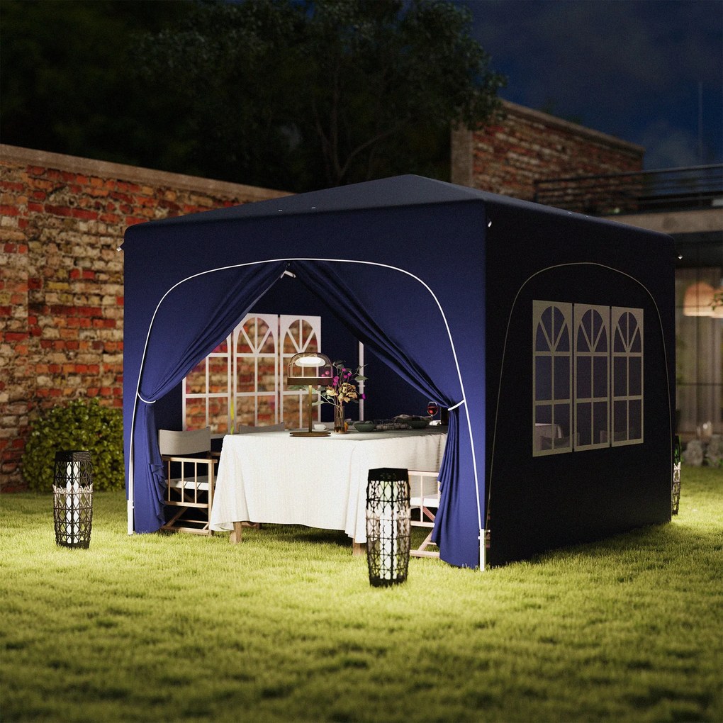 Tenda Dobrável Tenda 3x3 m com Painéis Laterais UPF50+ Tenda de Jardim