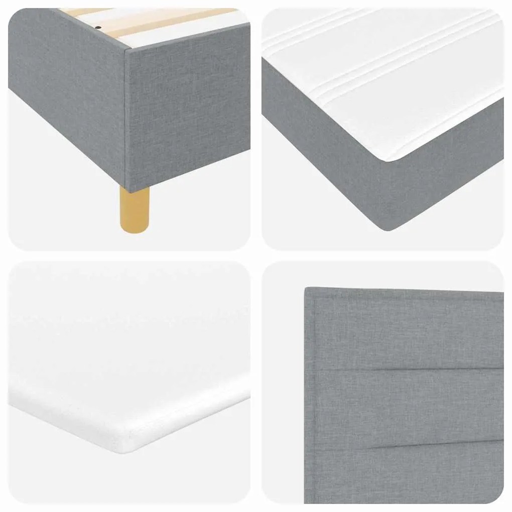 Cama Box Spring vidaXL com Colchão e Luz LED Cinza Claro 90x200 cm Tec