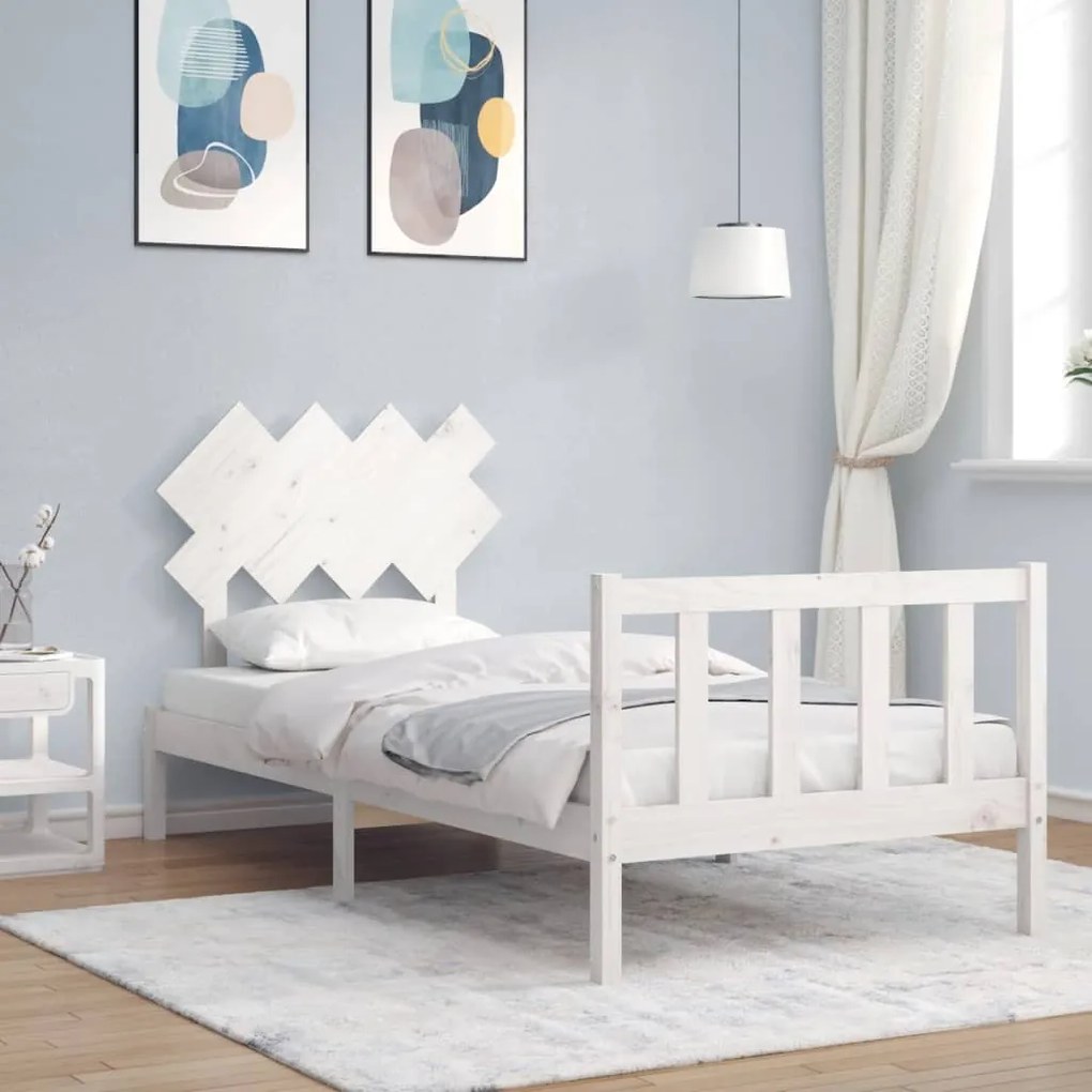 vidaXL Cama sem colchão 90x200 cm madeira de pinho maciça branco
