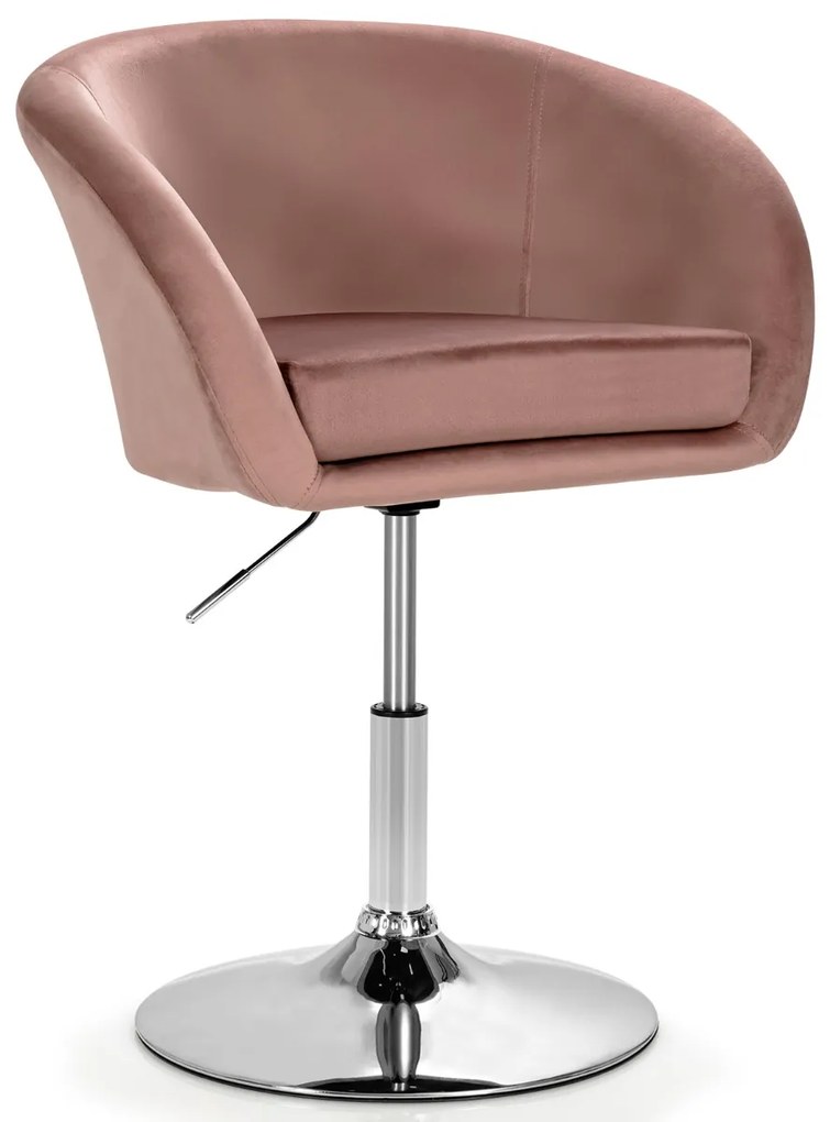 Cadeira de bar giratória de veludo com encosto regulável em altura Banco de lazer com esponja elástica 61 x 52 x 72-86 cm Rosa